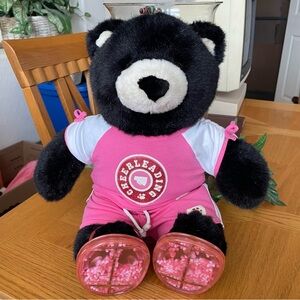 Build a Bear Black Bear with Pink Cheer Outfit and Sandals